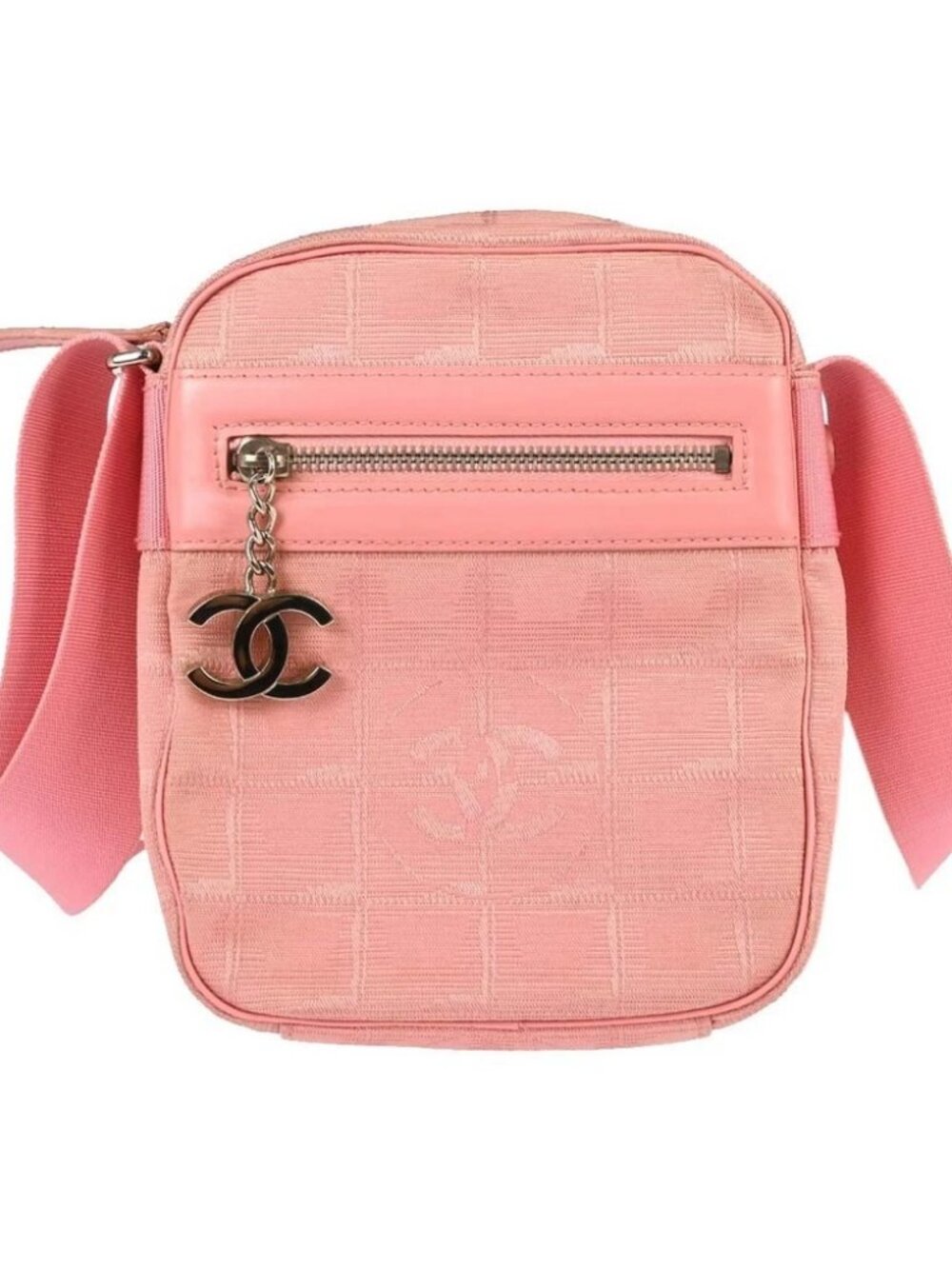 Chanel Travel Line Pink Nylon Leather Pochette Cross Body